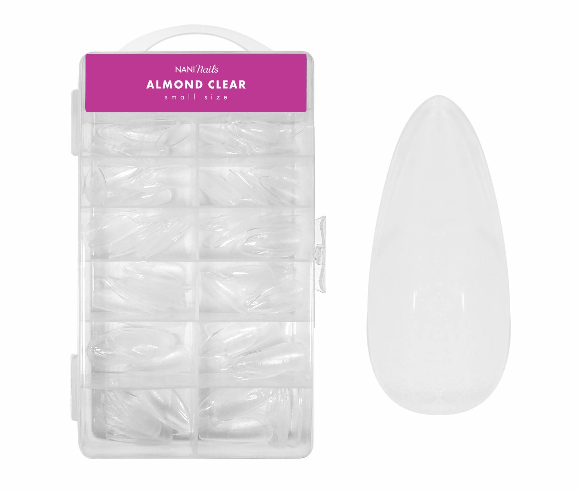 NANI gel tipy v boxu, 120 ks, 10 vel. - Almond Clear, krátké
