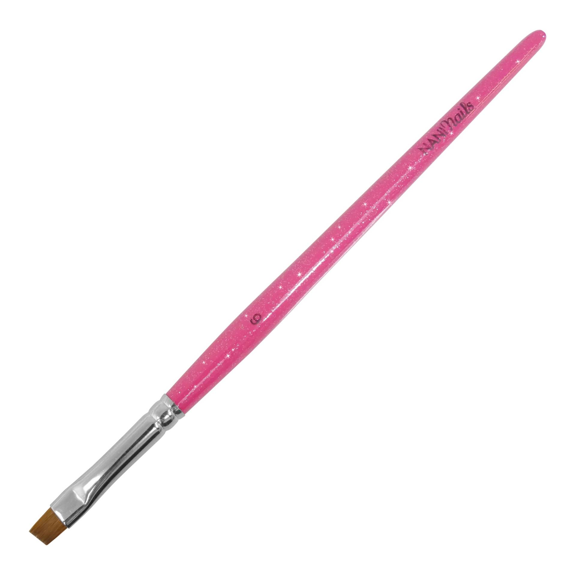 Pensulă NANI pentru gel Kolinsky, oblică, mărimea 6 - Glitter Pink