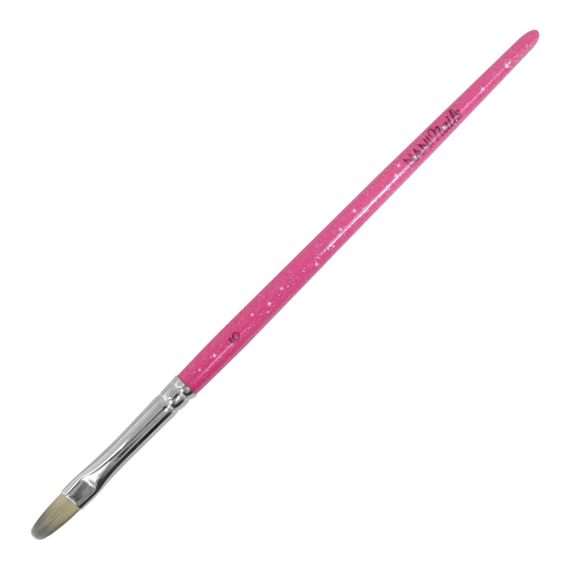 Pensulă NANI pentru gel, limbă de pisică, mărimea 6 - Glitter Pink