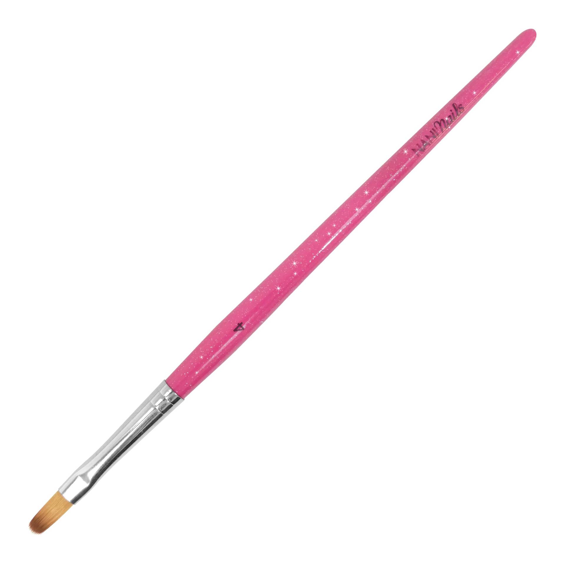 Pensulă NANI pentru gel, limbă de pisică, mărimea 4 - Glitter Pink