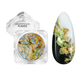 NANI zdobení Aluminium Flakes - Gold Colorful