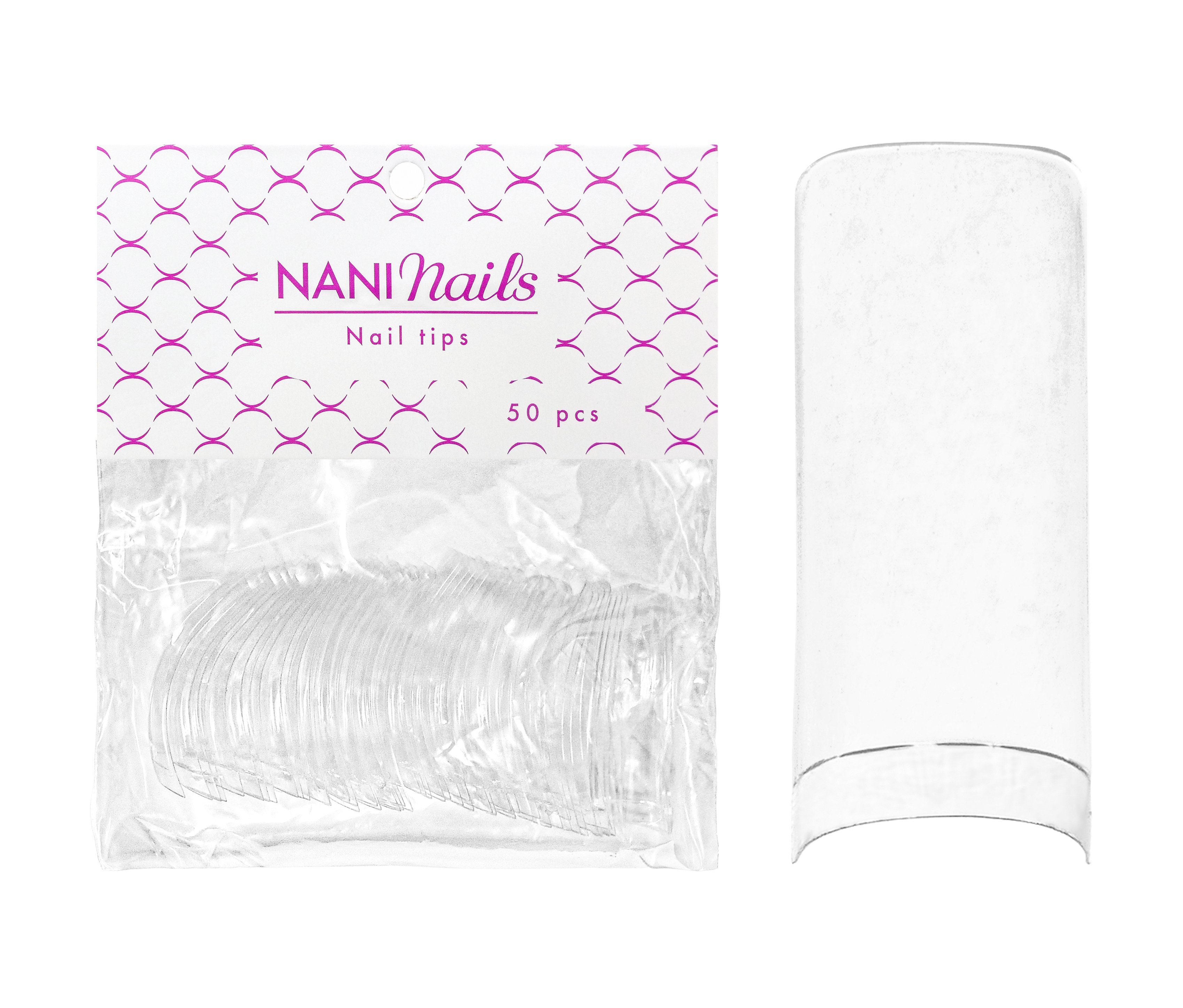 NANI nagų forma Nr. 1, trumpai lipnus paviršius, 50 vnt. – Clear