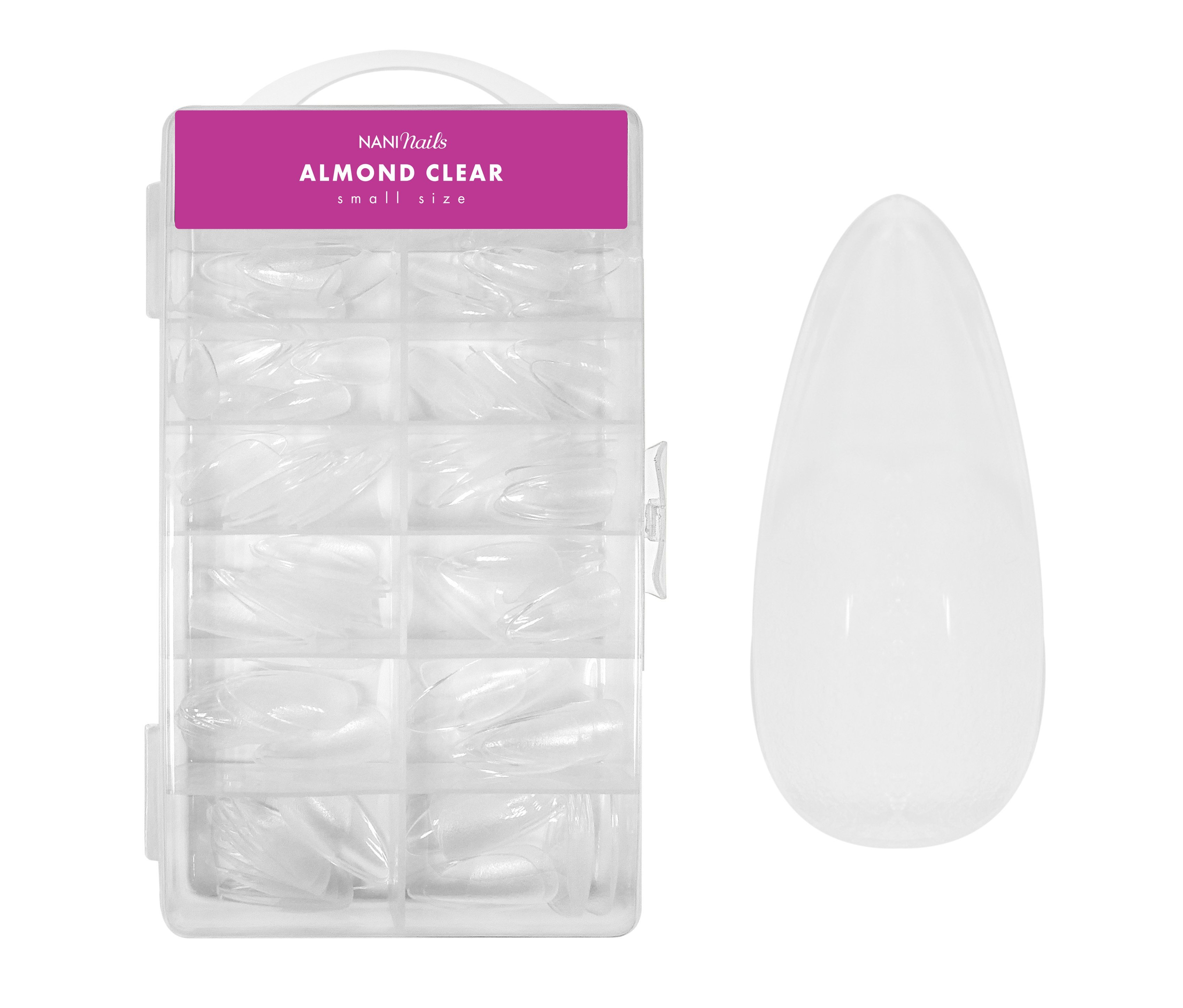 NANI gel tipy v boxu, 120 ks, 10 vel. - Almond Clear, krátké