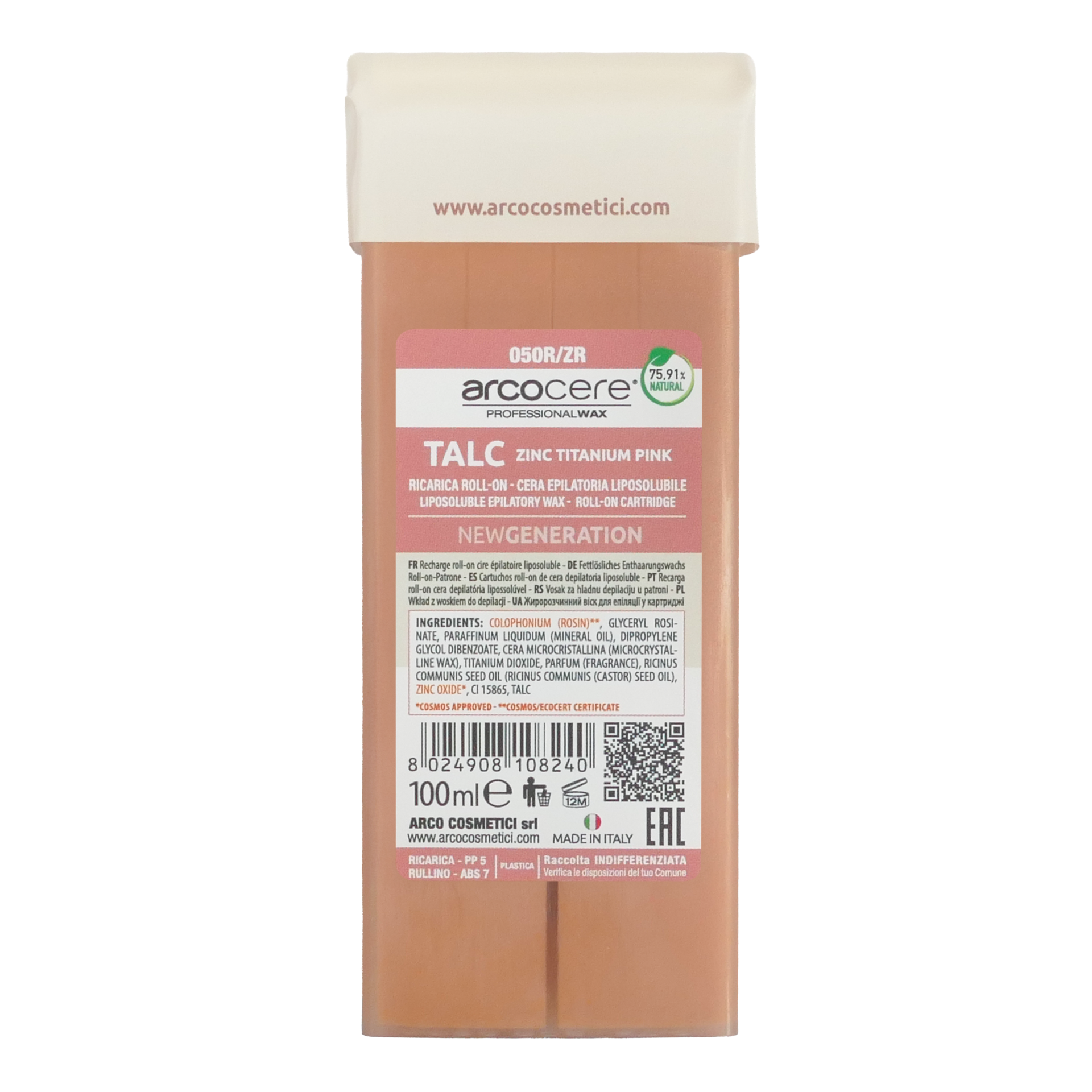 Arcocere ceară depilatoare Roll-On 100 ml – Talc Zinc Titanium Pink