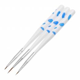 Kit de pincéis para nail art NANI 3 unidades – Branco, pintas azuis