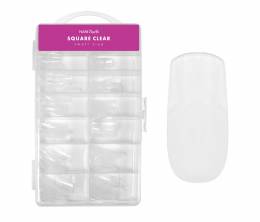 Caixa de tips de gel NANI, 120 unidades, 10 tamanhos – Square Clear, curtas
