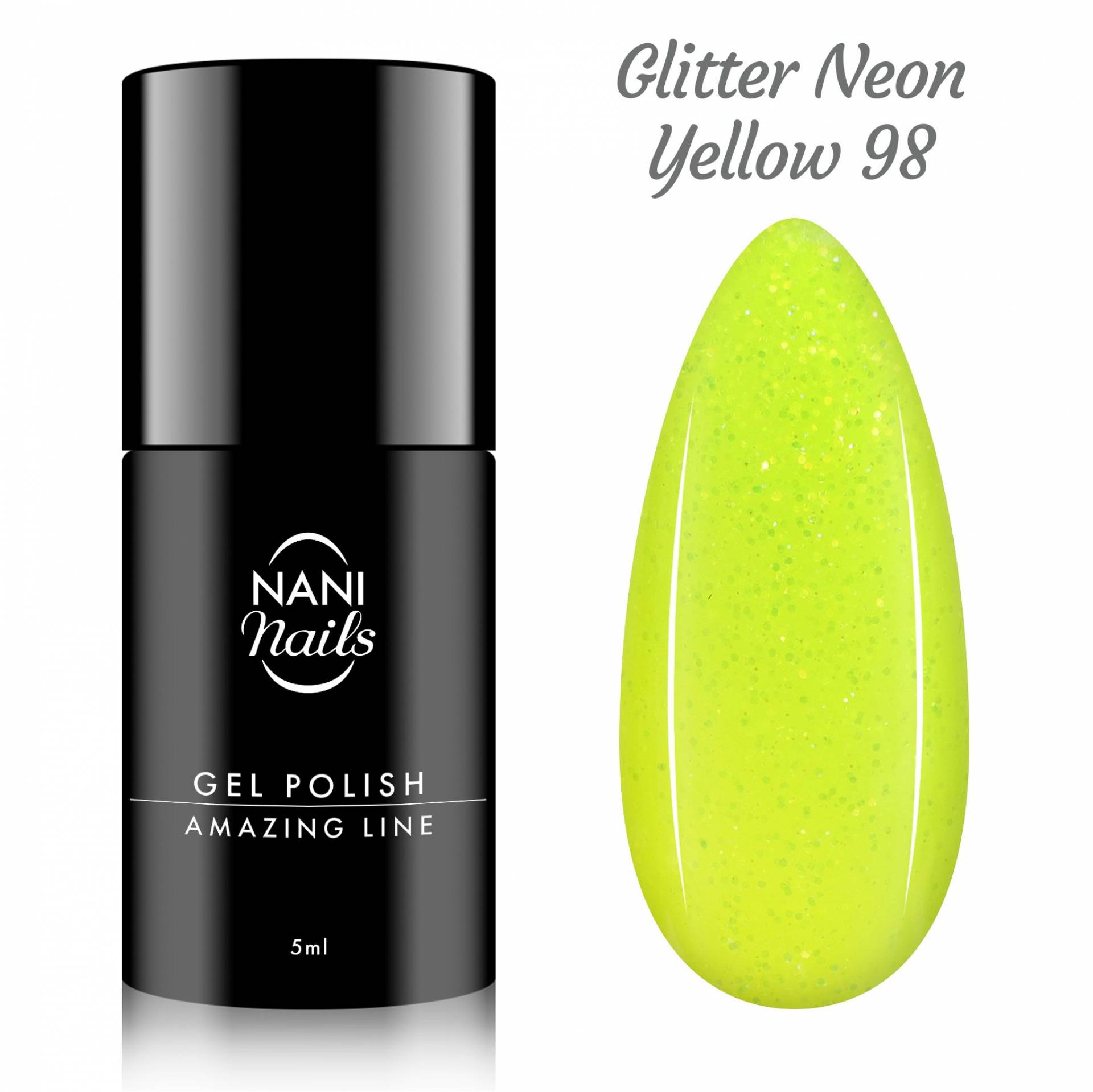 Oja semipermanenta NANI Amazing Line 5 ml - Glitter Neon Yellow