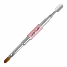 Pensulă NANI mărimea 6 + spatulă pentru polygel - Metallic Pink