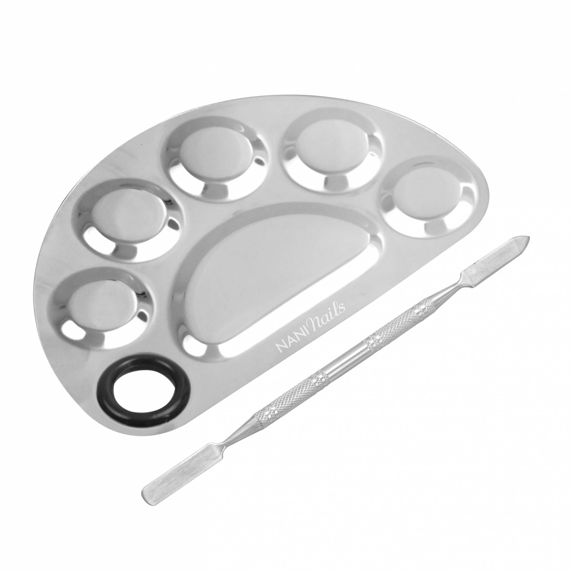 Paletă NANI pentru amestecarea vopselelor + instrument cuticule - Argintiu