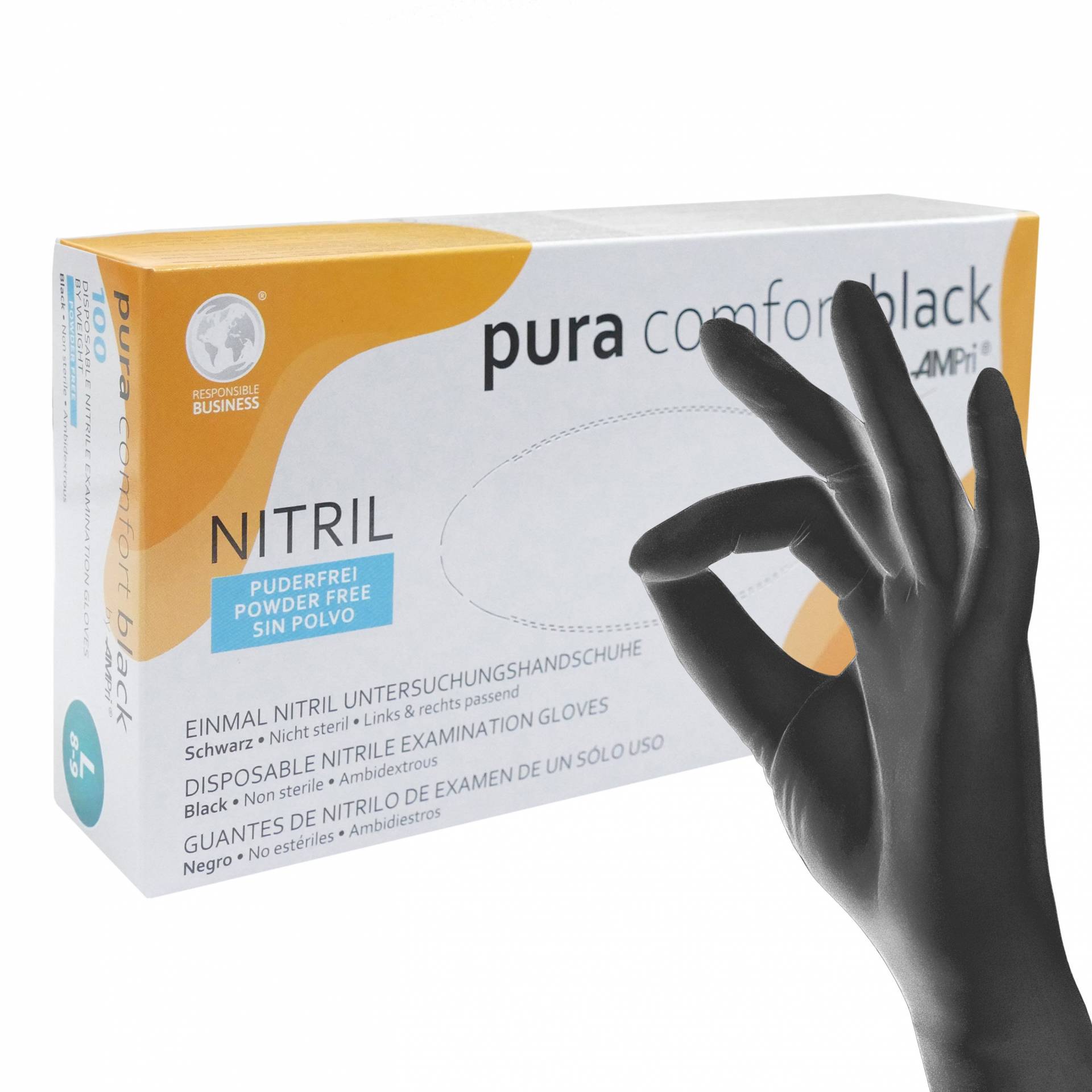 AMPri Mănuși din nitril Pura Comfort, L, nepudrate - 100 buc