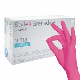 AMPri Nitrilne rokavice Style Grenadine Pink, nepudrane – M, 100 kosov