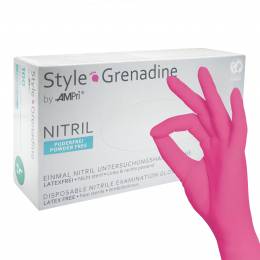 AMPri Nitrilne rokavice Style Grenadine Pink, nepudrane – L, 100 kosov
