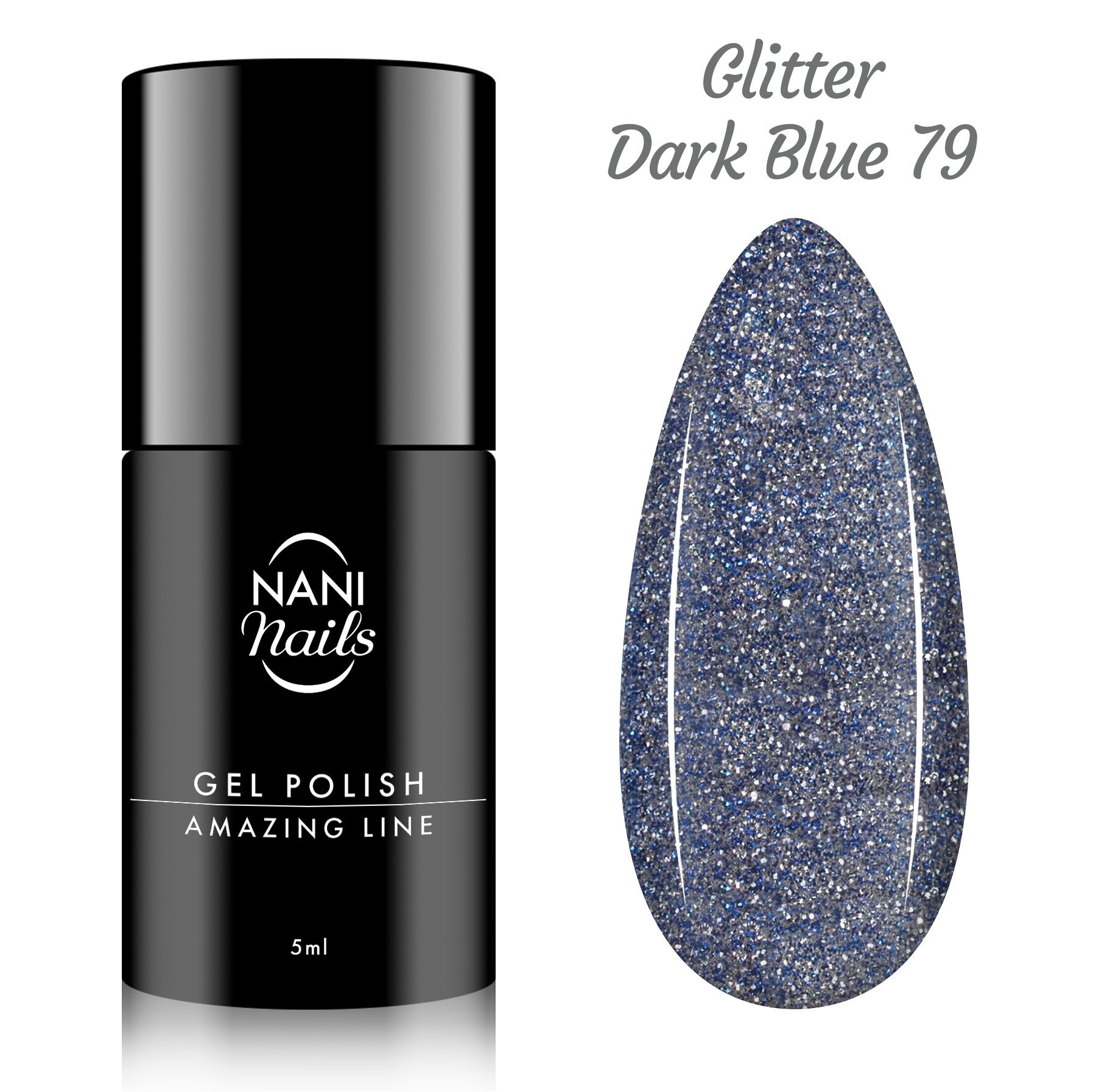 NANI gél lak Amazing Line 5 ml - Glitter Dark Blue