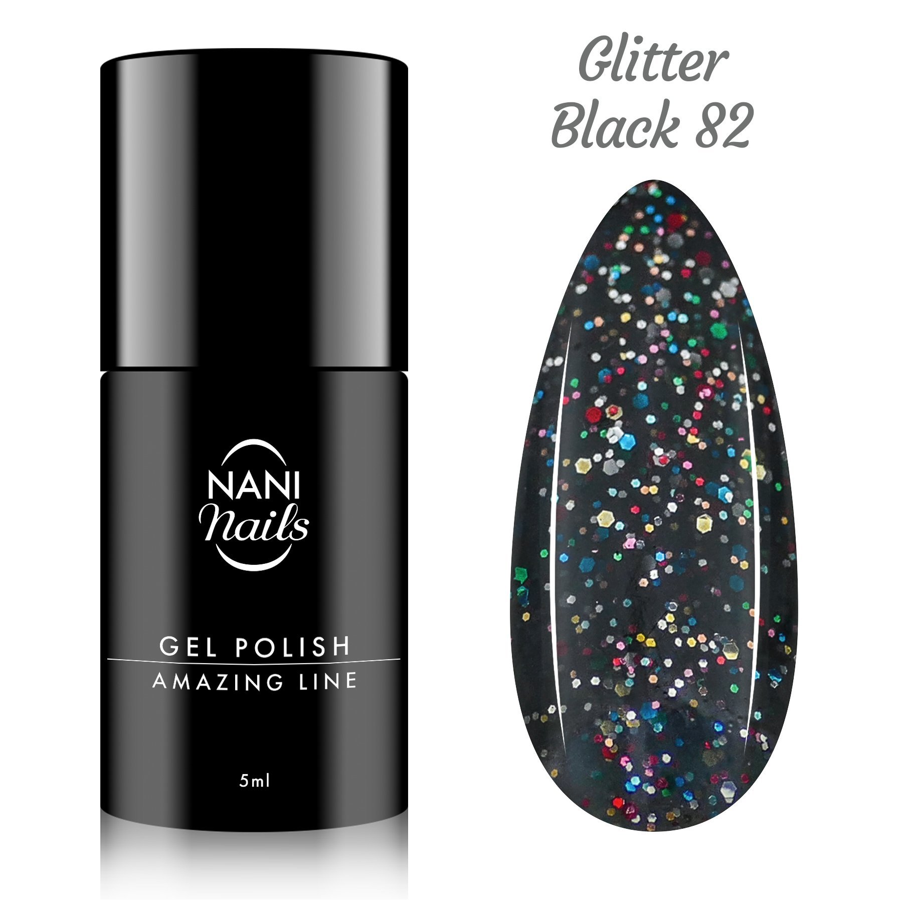 NANI gél lak Amazing Line 5 ml - Glitter Black